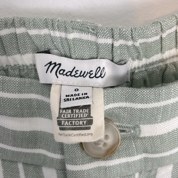 Madewell The Tailored Tapered Pant in Striped
Linen-Blend. Size 0. Green & White - Picture 8 of 14